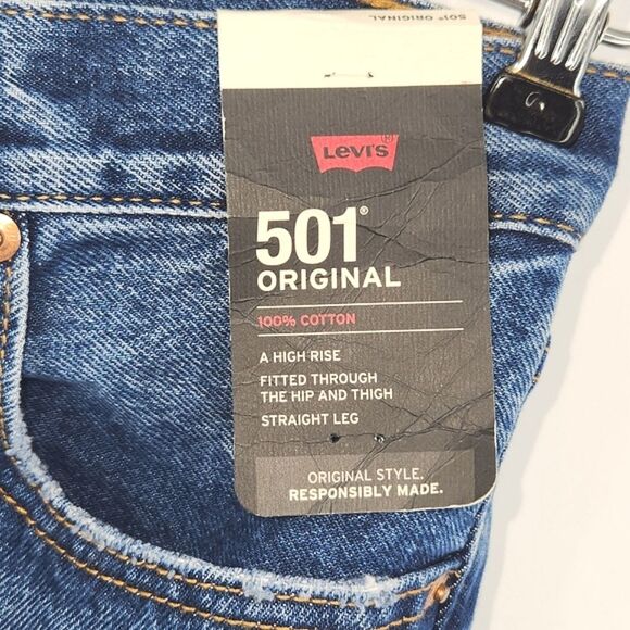 Levis 501 Jeans Womens Size 29x32 Blue Straight Leg Button Fly Rodeo Western - Picture 9 of 11